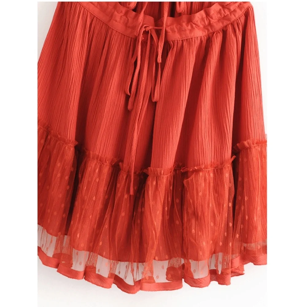 Backless Babydoll Short Dress in Burnt Orange - Picture 5 of 16
